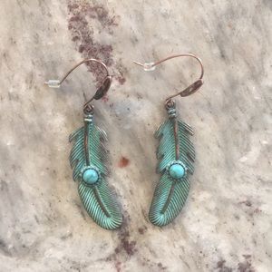 💝Turquoise/Copper Feather Earrings💝
